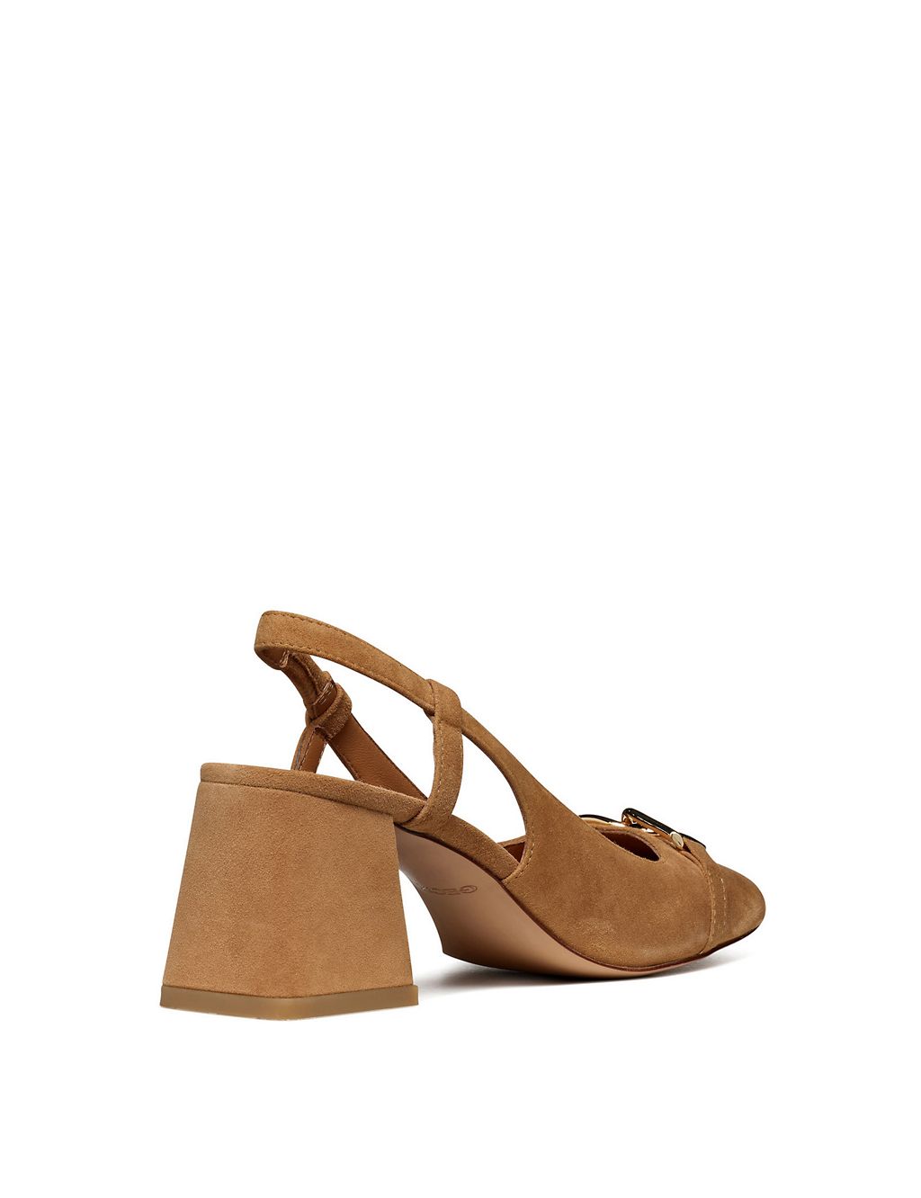 Suede Block Heel Square Toe Slingback Shoes 4 of 6