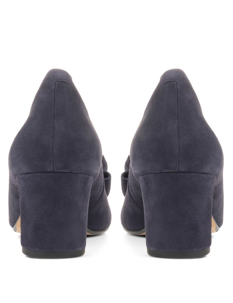 Suede Bow Block Heel Court Shoes 5 of 7