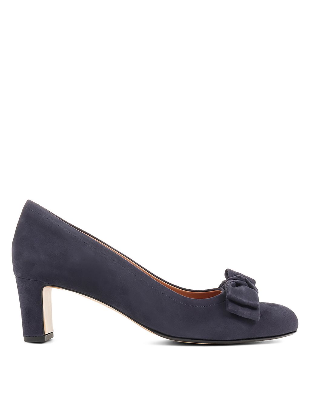 Suede Bow Block Heel Court Shoes 4 of 7