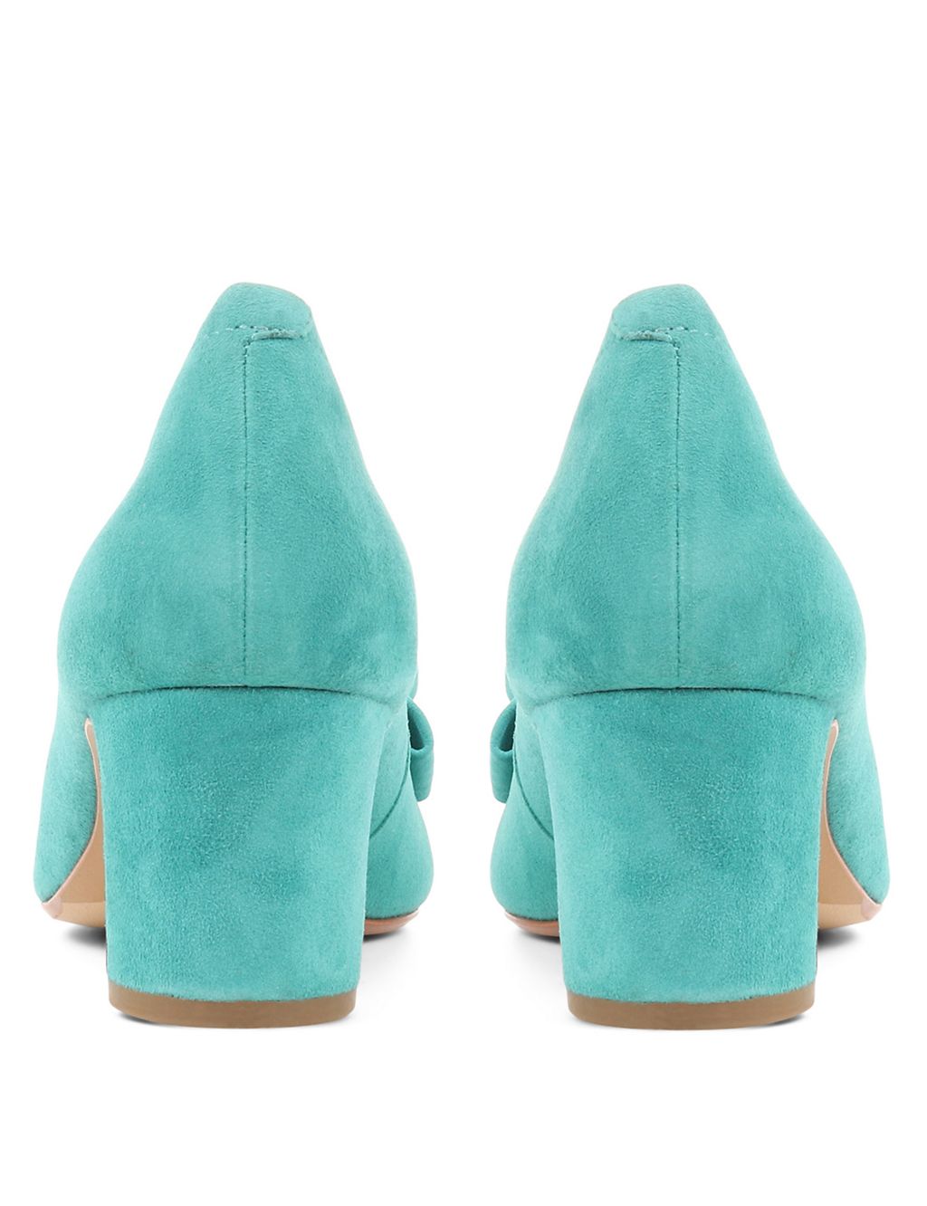 Suede Bow Block Heel Court Shoes 7 of 7