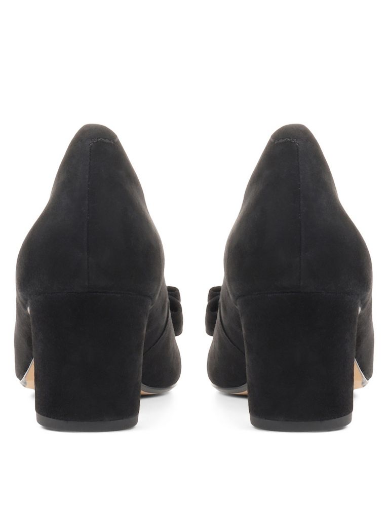 Suede Bow Block Heel Court Shoes 5 of 7