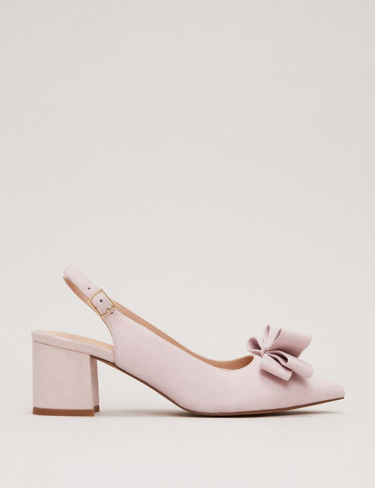 Suede Bow Block Heel Slingback Shoes 2 of 8