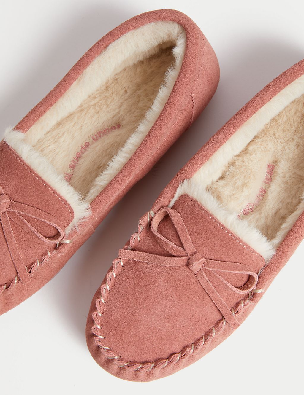 Suede Bow Faux Fur Lined Moccasin Slippers 2 of 3