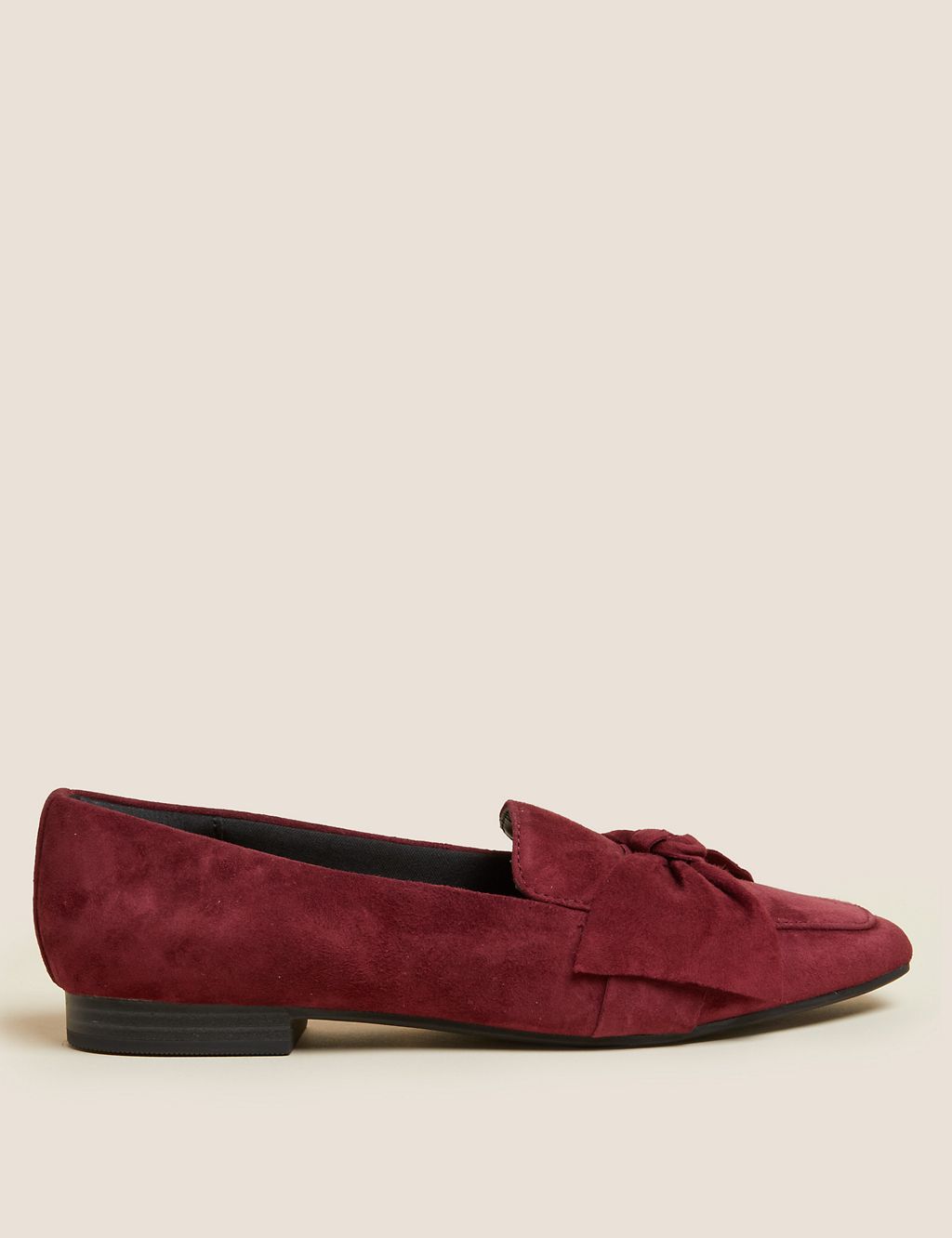 Suede Bow Flat Square Toe Loafers 3 of 3