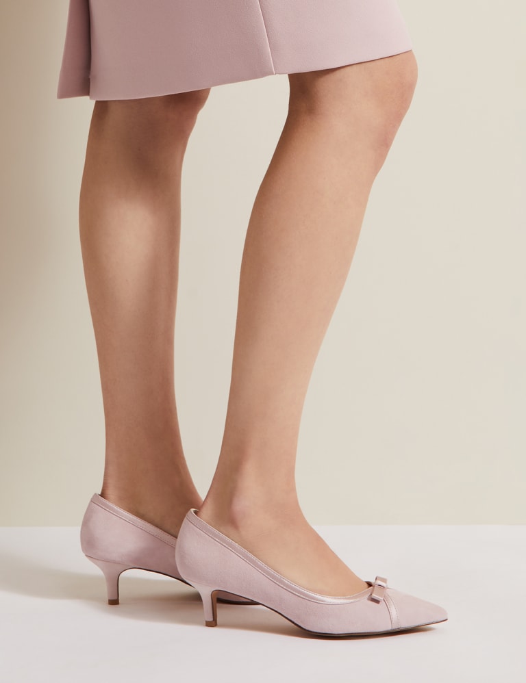 Suede bow heels cheap