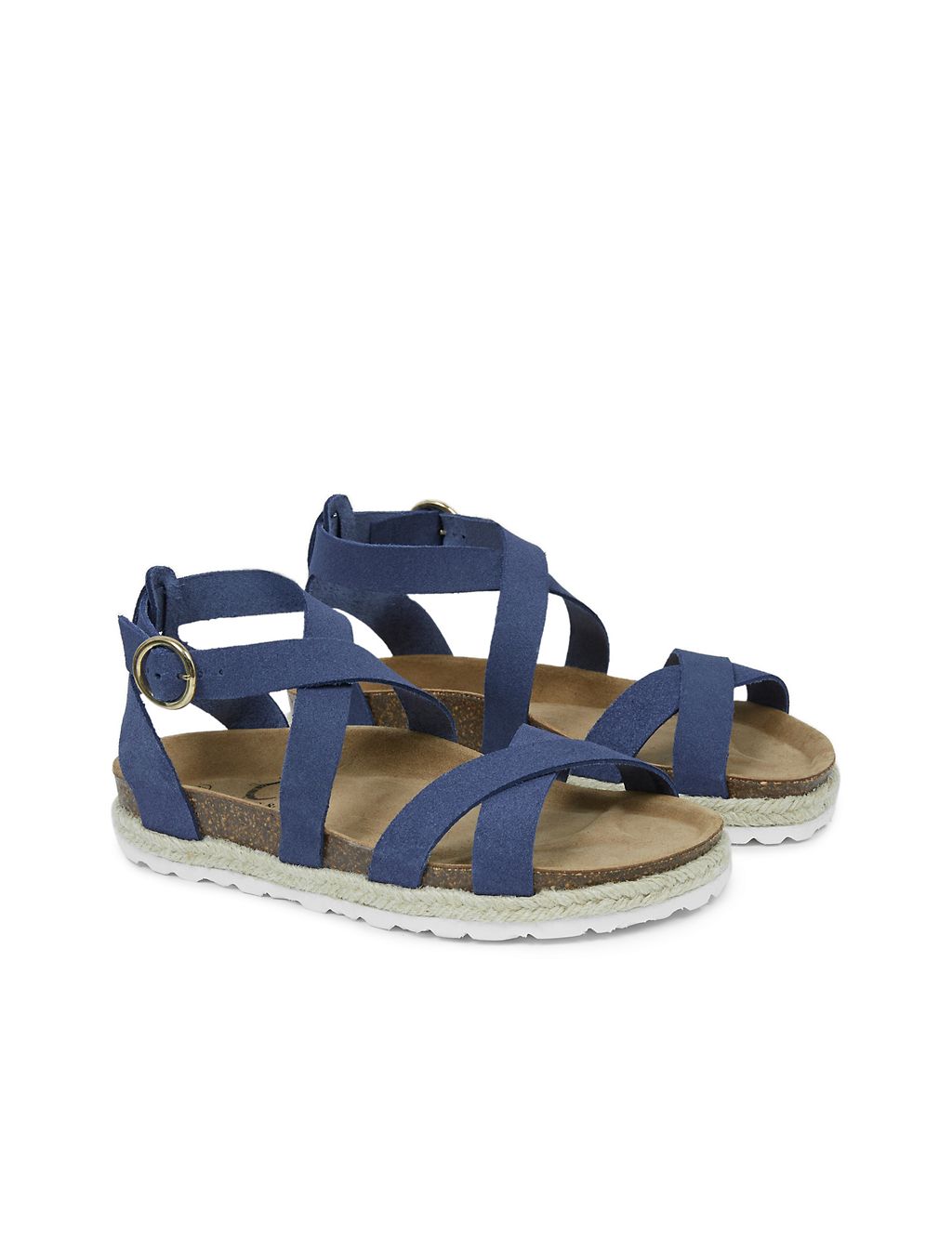 Suede Buckle Ankle Strap Flat Sandals 2 of 5