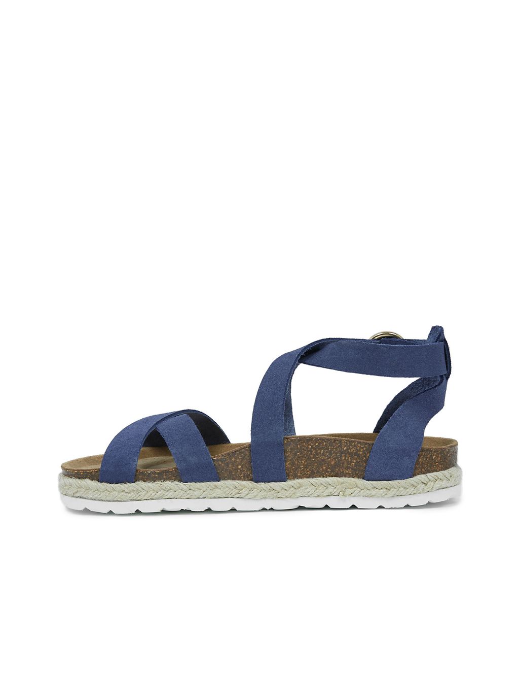 Suede Buckle Ankle Strap Flat Sandals 1 of 5