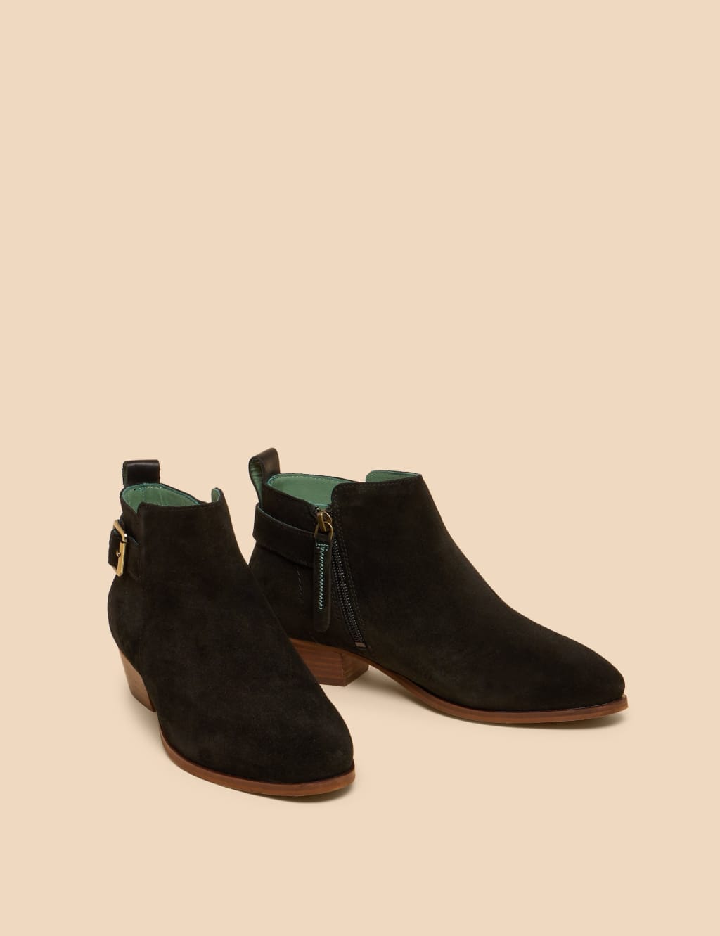 Suede Buckle Block Heel Ankle Boots 3 of 4