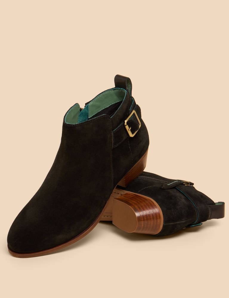 Suede Buckle Block Heel Ankle Boots 4 of 4