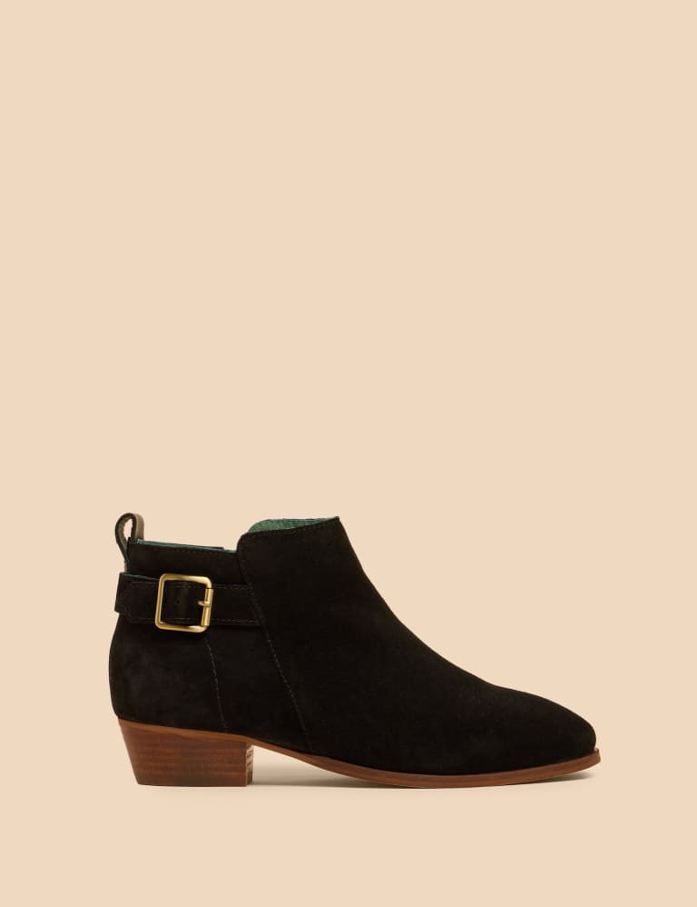 Suede Buckle Block Heel Ankle Boots 2 of 4