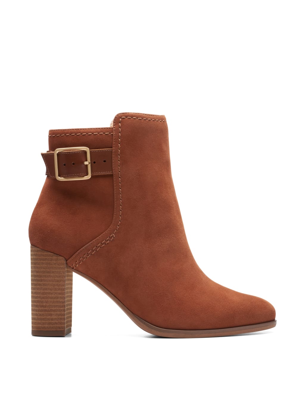 Suede Buckle Block Heel Ankle Boots CLARKS M S
