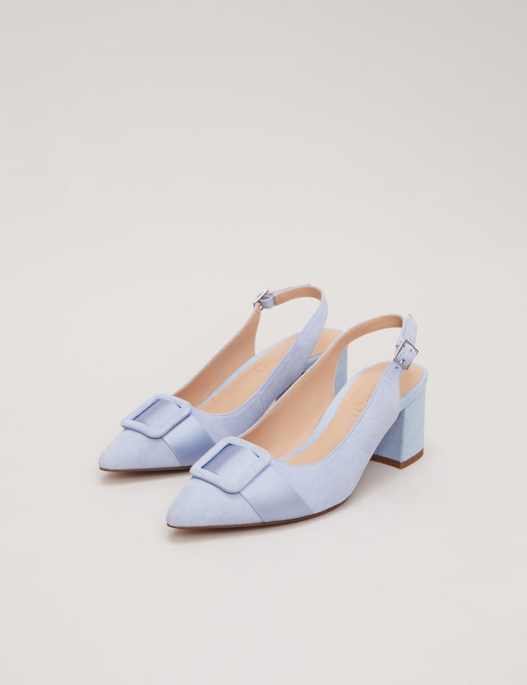 Suede Buckle Block Heel Court Shoes 6 of 9