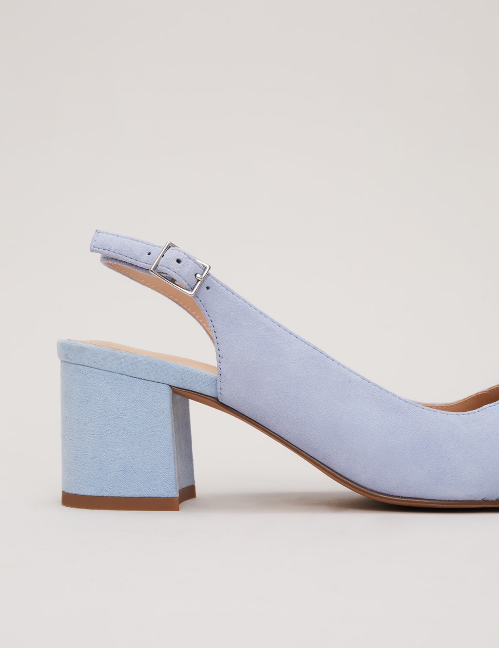 Suede Buckle Block Heel Court Shoes 5 of 9