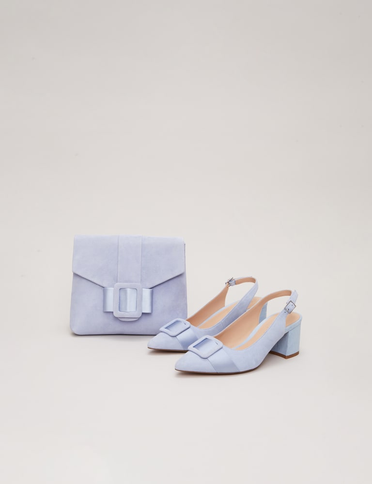 Suede Buckle Block Heel Court Shoes 9 of 9