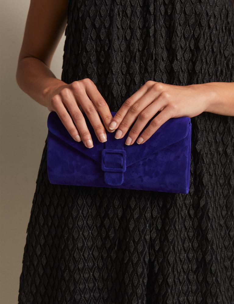 Navy suede hotsell clutch bag uk