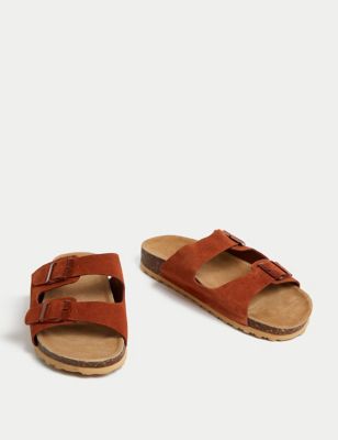 Suede Buckle Footbed Mules Image 2 of 3