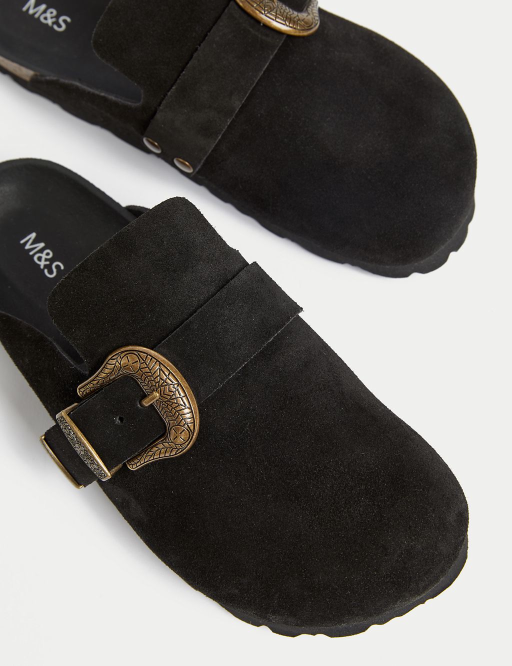 Suede Buckle Slip On Flat Clogs 2 of 3