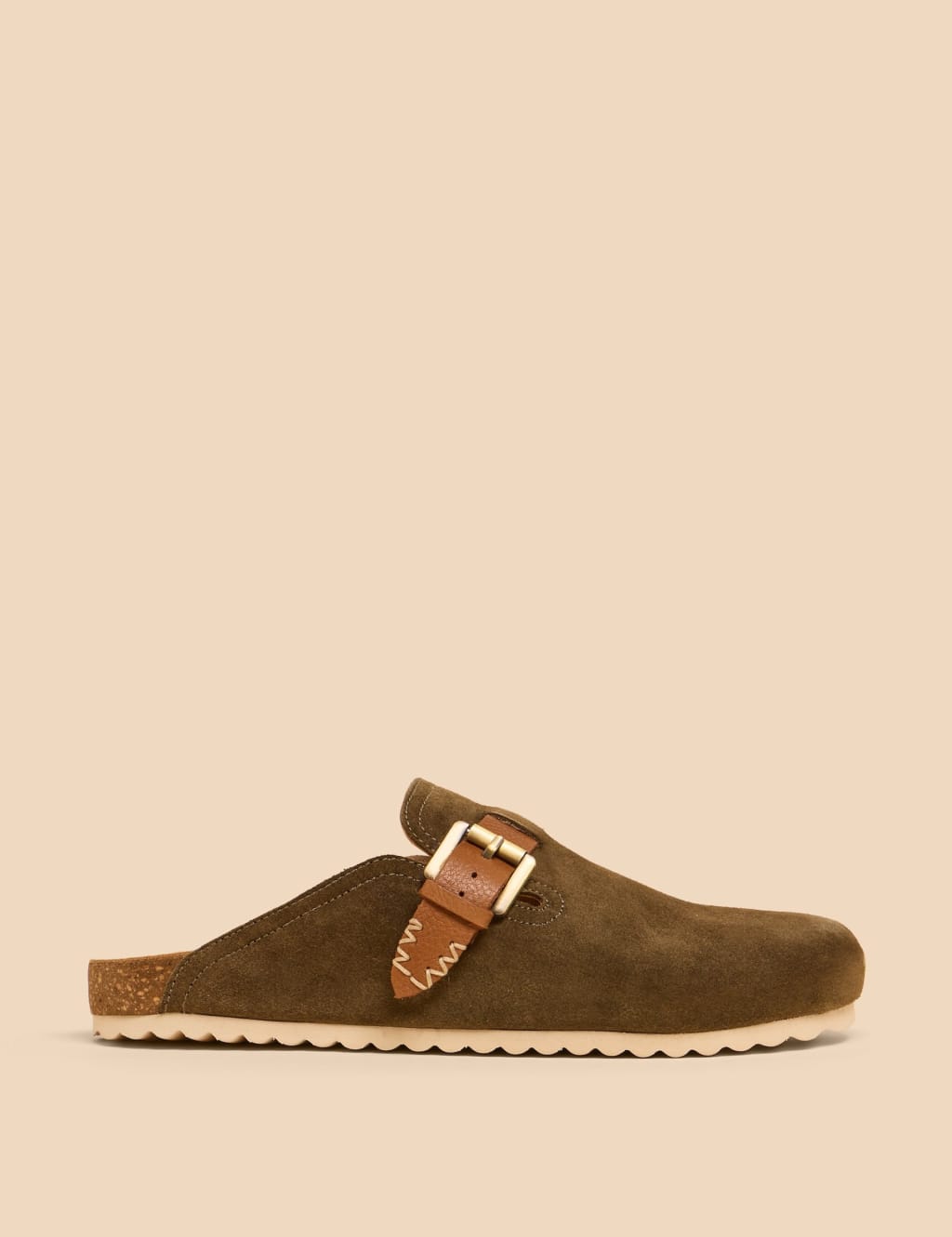 Suede Buckle Slip On Flat Mules 3 of 4