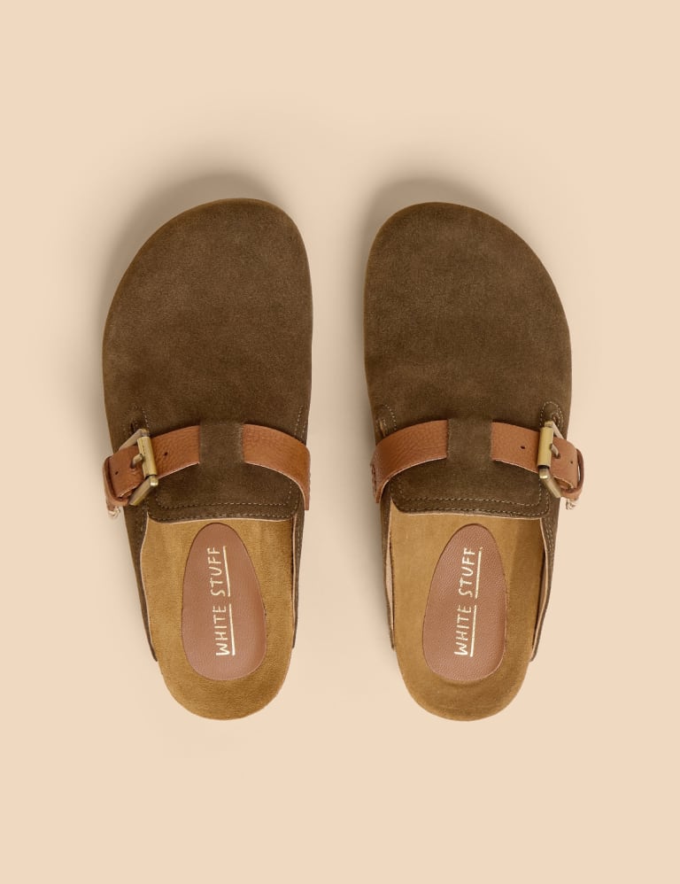 Suede Buckle Slip On Flat Mules 3 of 4