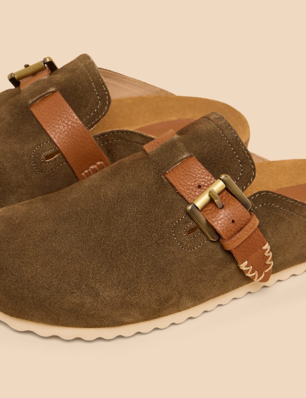 Suede Buckle Slip On Flat Mules 4 of 4