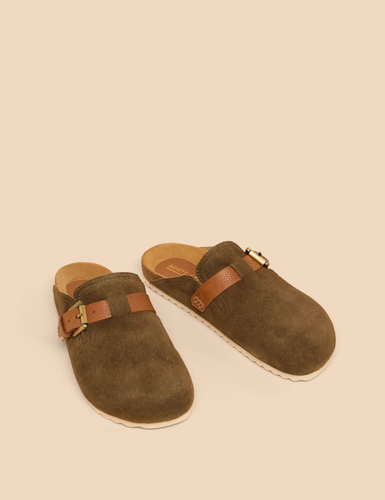 Suede Buckle Slip On Flat Mules 2 of 4