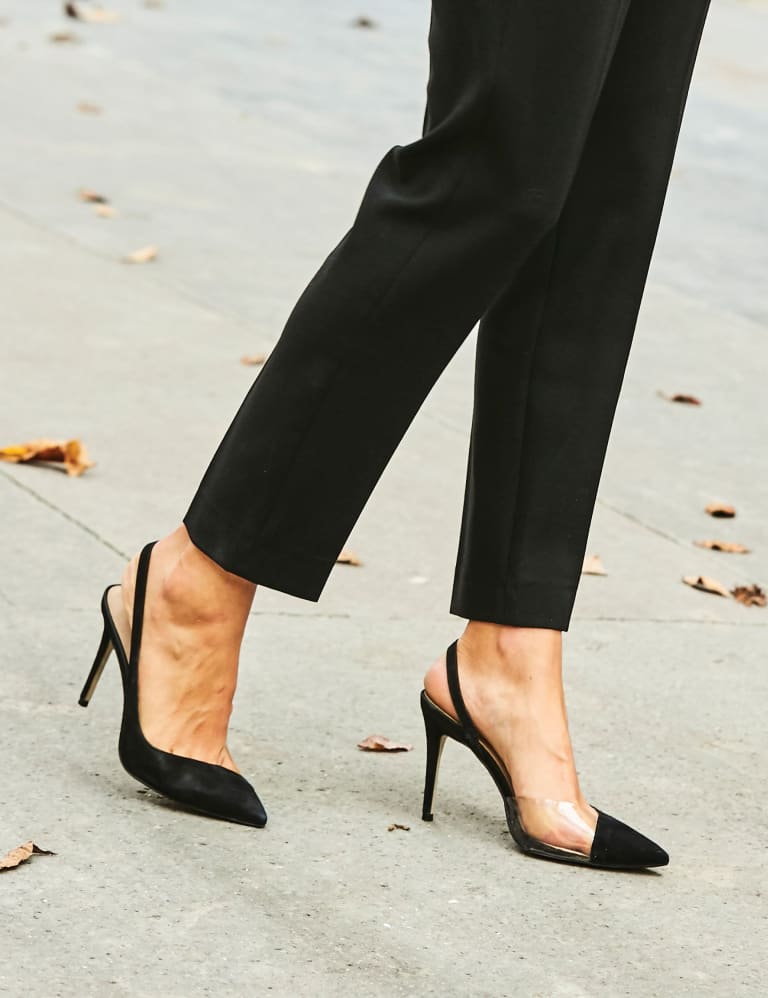 Black suede court shoes high heel discount