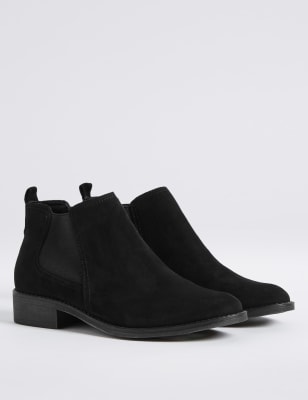 black suede heeled chelsea boots