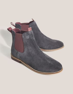 gray suede flat boots