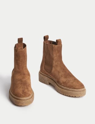 Flat suede chelsea outlet boots