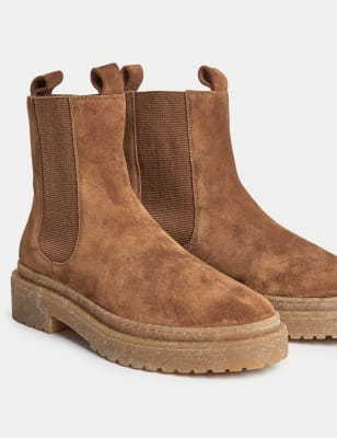 Flat suede chelsea store boots