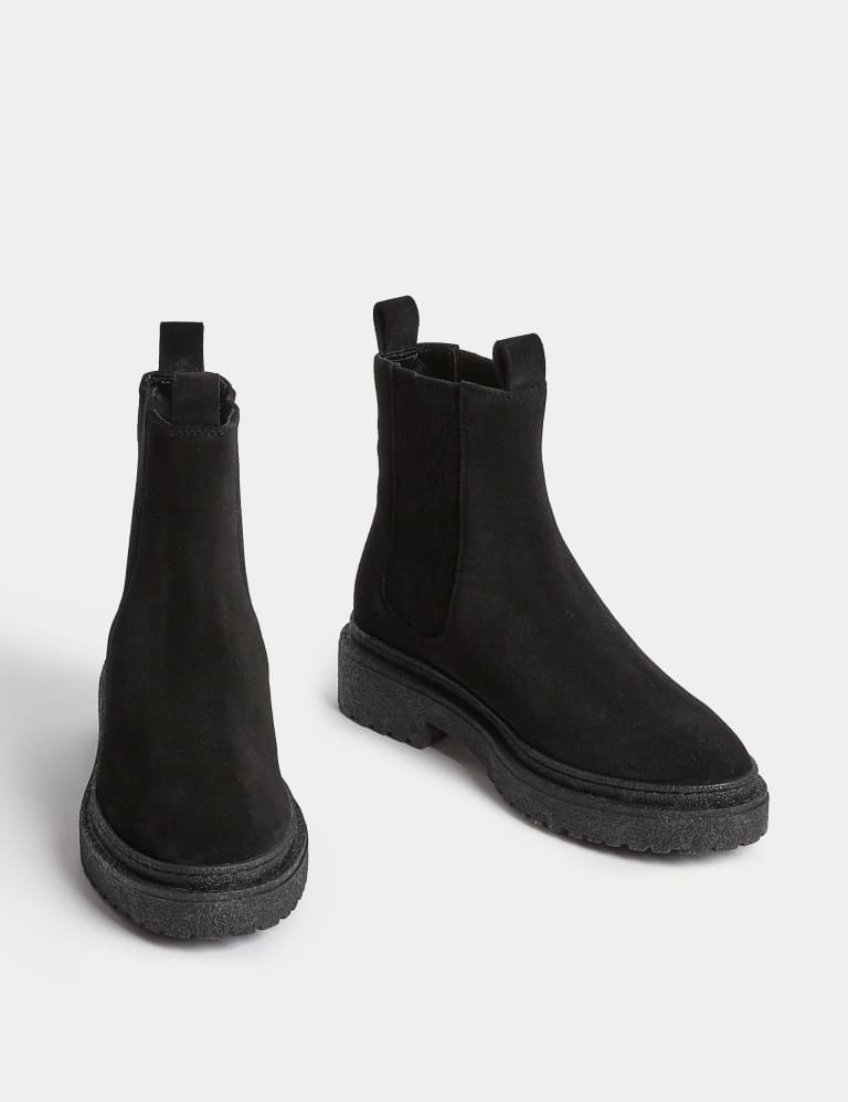 Flat black suede chelsea boots best sale
