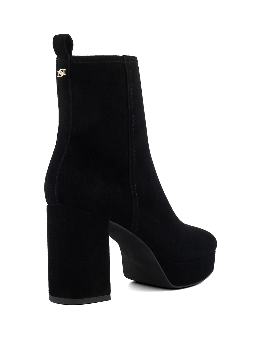 Wide fit black suedette block heel sale chunky boots