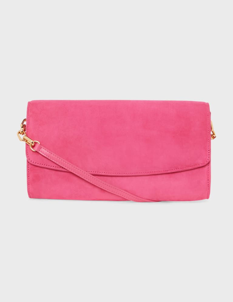 Hot pink suede clutch hotsell bag
