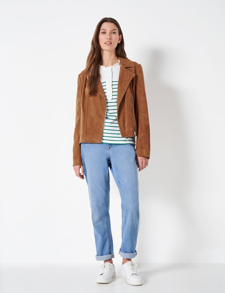 M&s washed cotton blend biker jacket new arrivals