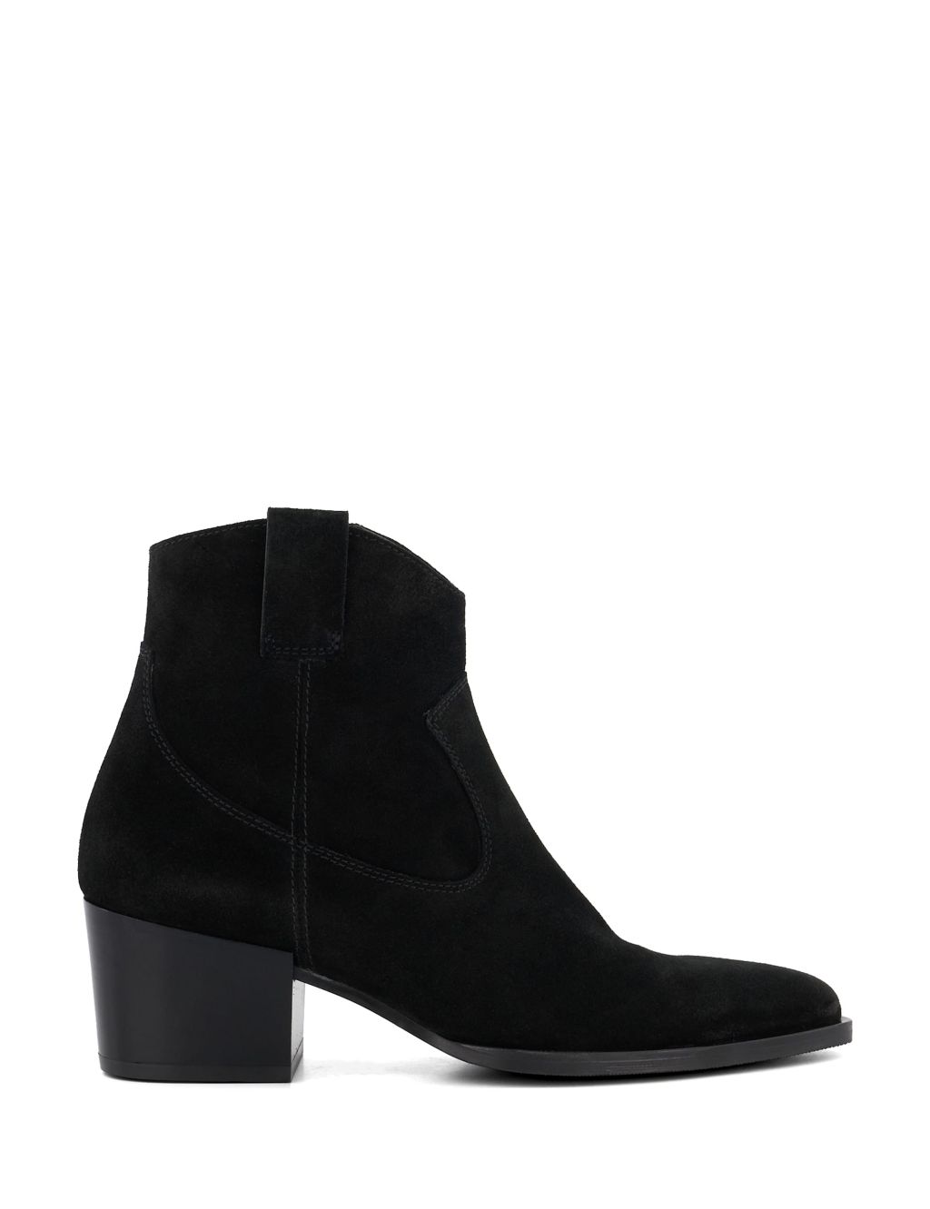 Suede Cow Boy Block Heel Ankle Boots 3 of 4