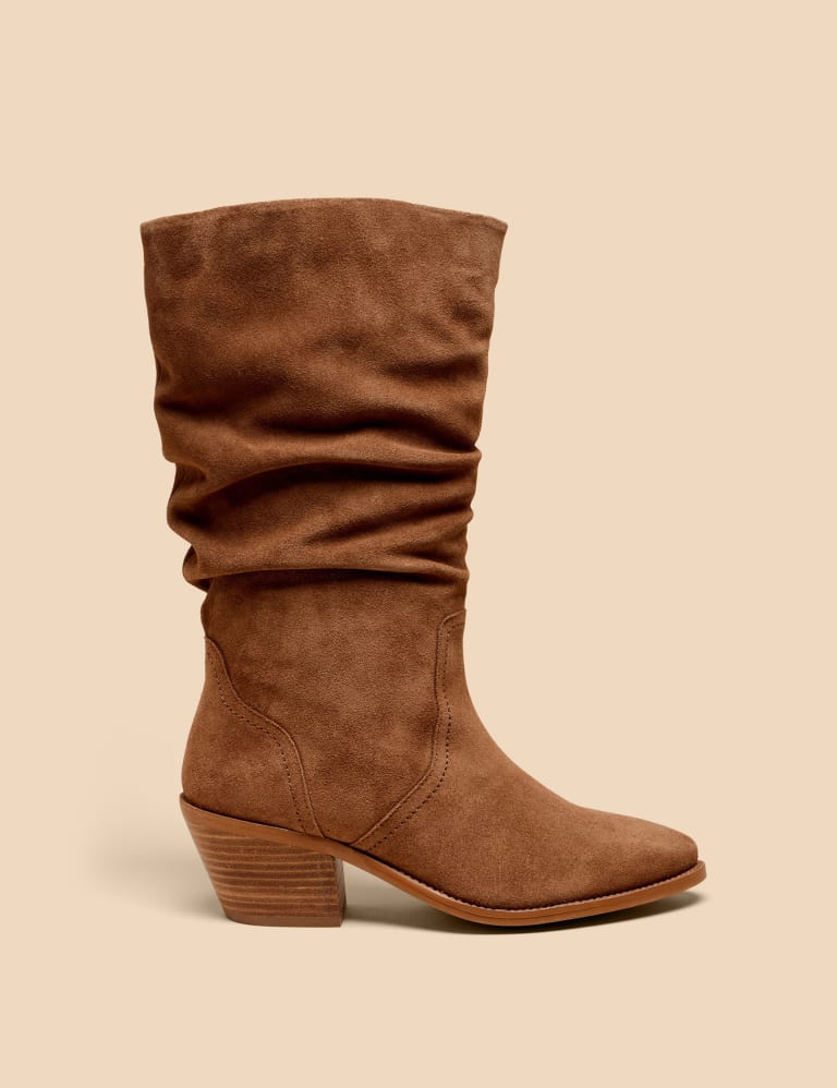 Ruched calf sale length boots