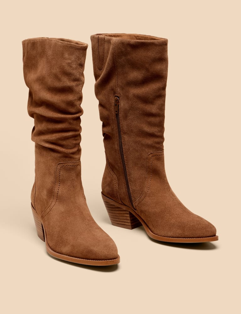 Ruched clearance suede boots