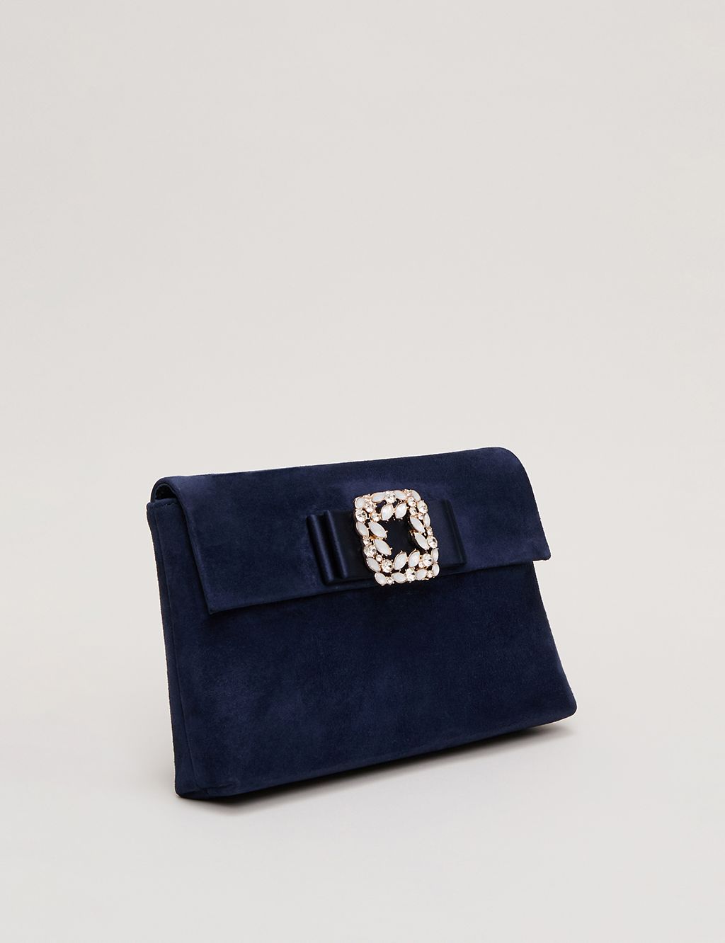 Suede Embellished Chain Strap Clutch Bag 8 of 8