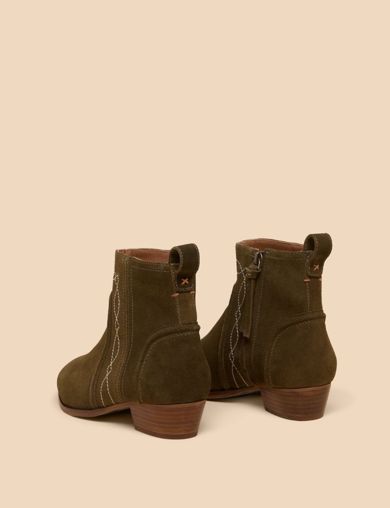 Suede Embroidered Ankle Boots 3 of 4