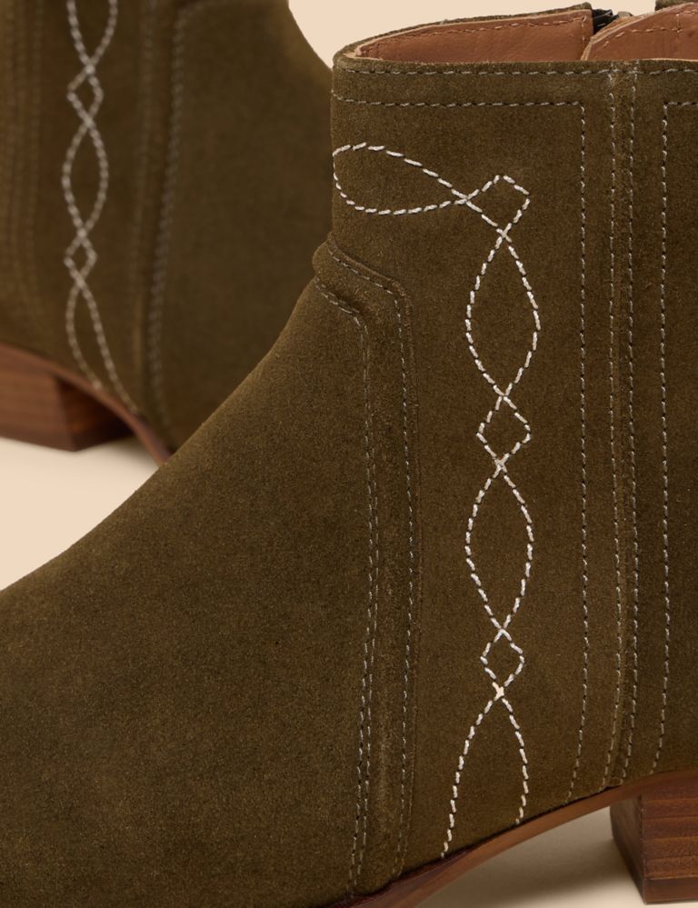 Suede Embroidered Ankle Boots 4 of 4