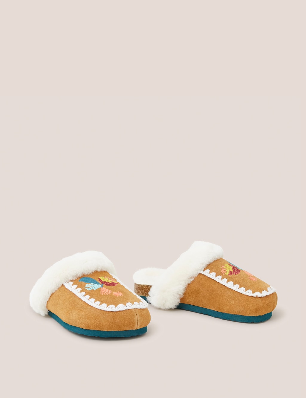 Suede Embroidered Mule Slippers White Stuff M S