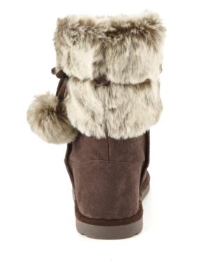Suede Faux Fur Boots Image 2 of 5