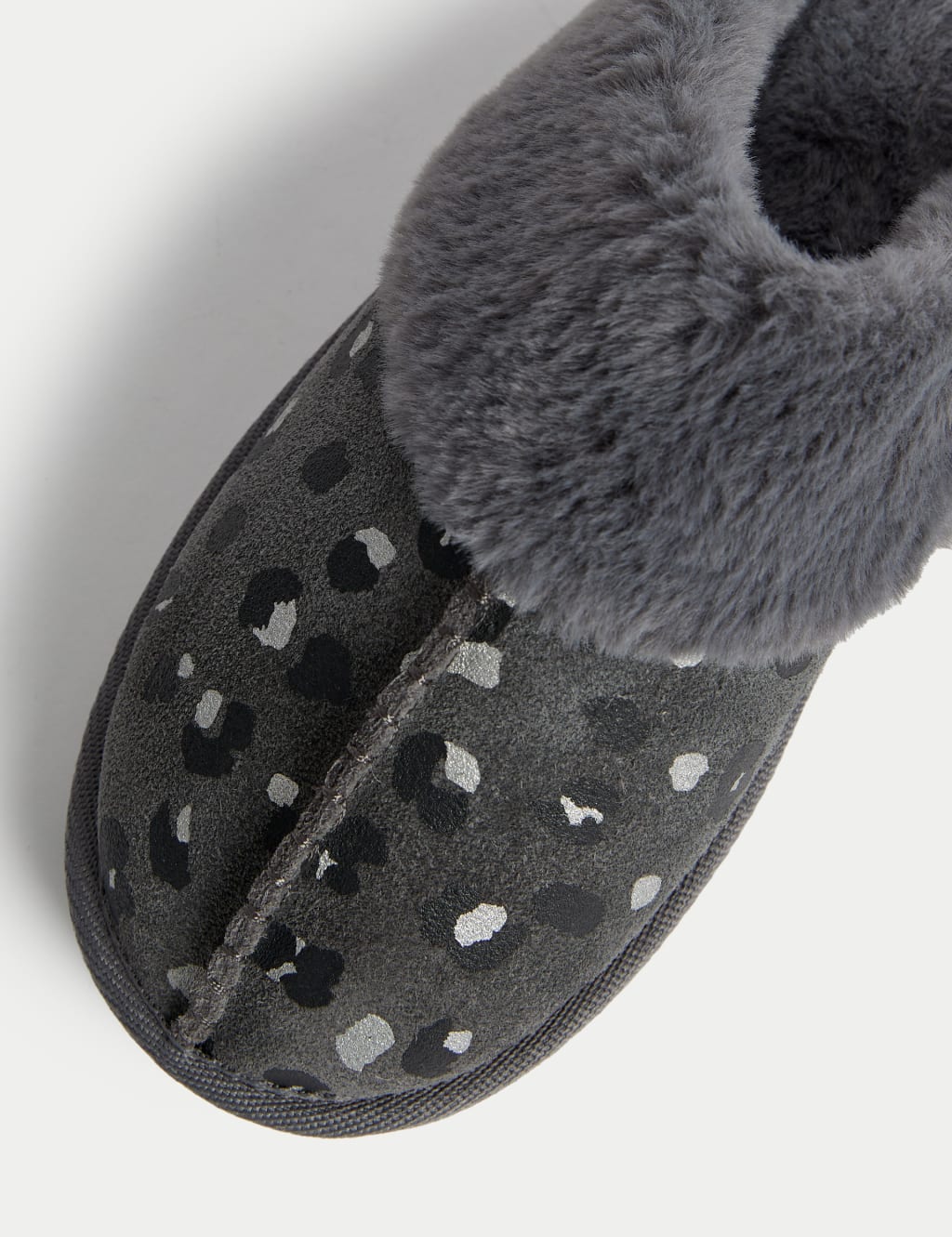 Suede Faux Fur Lined Mule Slippers 2 of 3