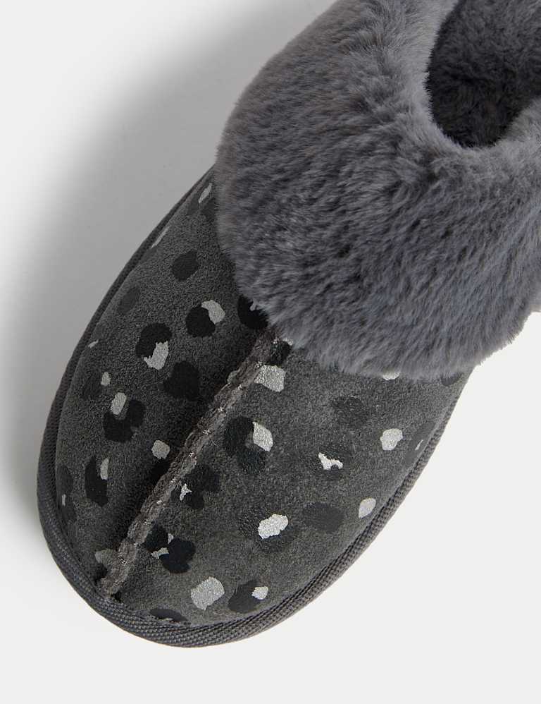Suede Faux Fur Lined Mule Slippers 3 of 3