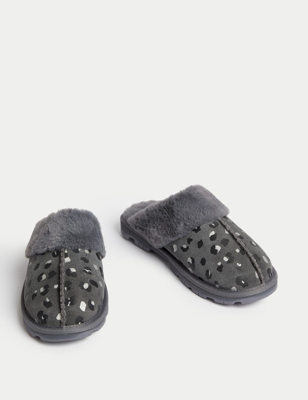 Suede Faux Fur Lined Mule Slippers 1 of 3