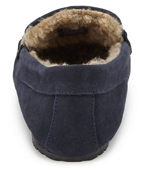 Suede Faux Fur Moccasins Slippers Image 2 of 4