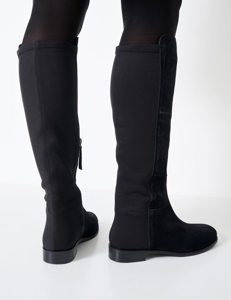 Flat suede discount knee boots