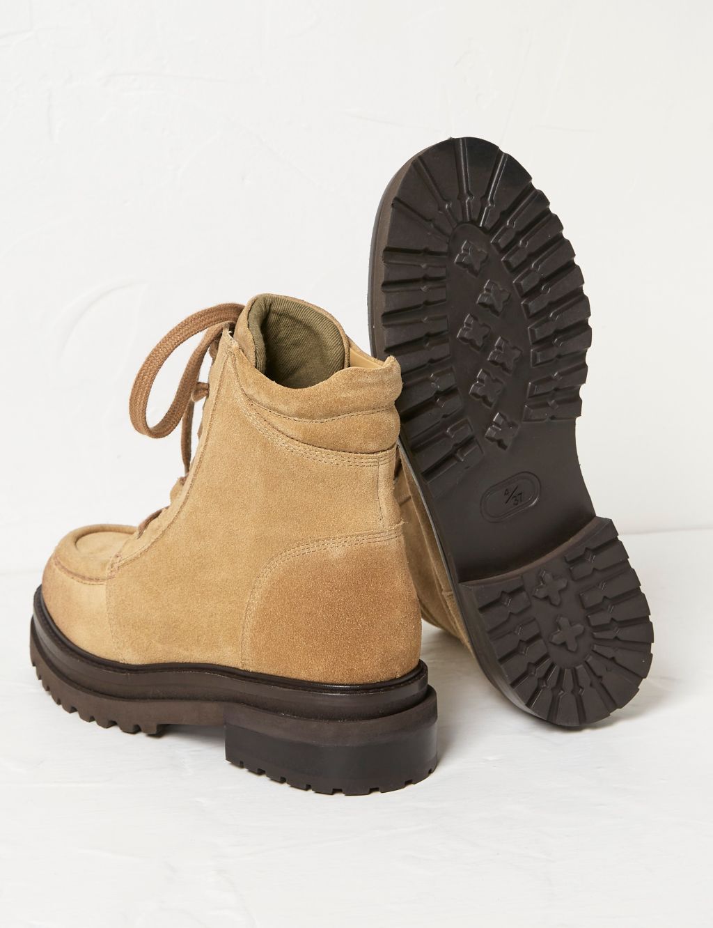 Suede Hiker Flat Ankle Boots 1 of 4