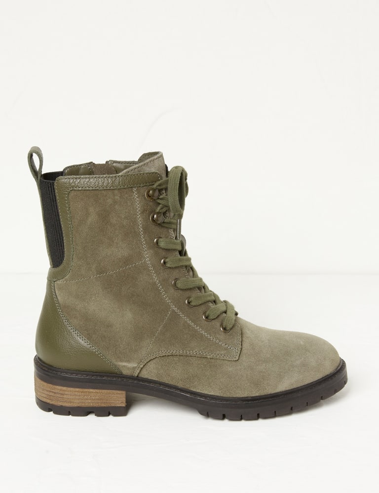 Mixed check block heel cleated biker boot cheap