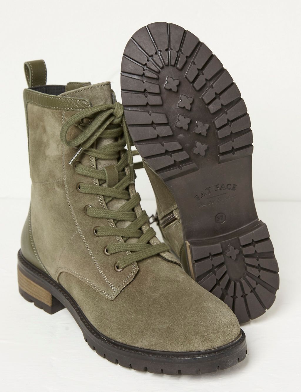 Suede Hiker Lace Up Block Heel Ankle Boots 5 of 5